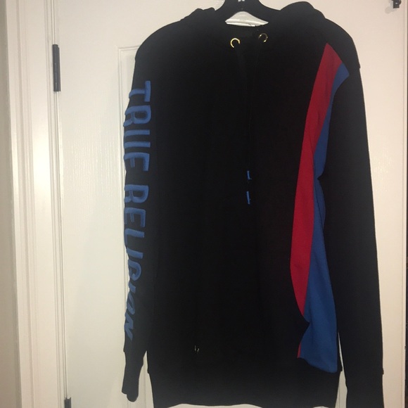 black and red true religion hoodie
